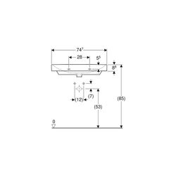 Geberit Smyle Square Waschtisch, Breite 75cm, Tiefe 48cm, ohne Hahnloch, Überlauf si... GEBERIT-500249002 4025410641632 (Abb. 1)
