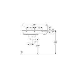 Geberit ONE Waschtisch Abgang horizontal Ablagefläche rechts 90cm T 48cm o. HL ohne ... GEBERIT-505042001 4025410593931 (Abb. 1)