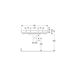Geberit ONE Waschtisch Abgang horizontal, B 105cm, Tiefe 48cm, Hahnloch mittig, ohne... GEBERIT-505046001 4025410593979 (Abb. 1)