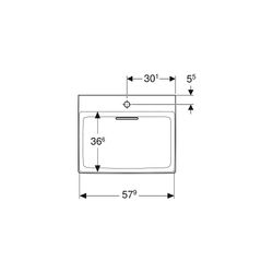 Geberit ONE Waschtisch Abgang horizontal, B 60cm, Tiefe 48cm, Hahnloch mittig, ohne ... GEBERIT-505034001 4025410593870 (Abb. 1)