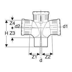 Geberit Silent-Pro Bogenabzweig 87,5 Grad zweifach d 90mm, d1 90mm, d2 90mm... GEBERIT-393466141 4025416454526 (Abb. 1)