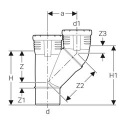 Geberit Silent-Pro Parallelabzweig 45 Grad d 90mm, d1 90mm... GEBERIT-393457141 4025416463832 (Abb. 1)