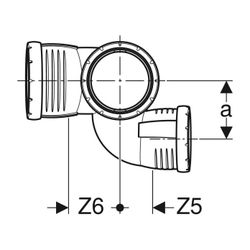 Geberit Silent-Pro Schachtbogenabzweig 87,5 Grad links d 110mm, d1 75mm, d2 90mm... GEBERIT-393554141 4025416456261 (Abb. 1)