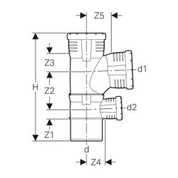 Geberit Silent-Pro Kombibogenabzweig 87,5 Grad d 90mm, d1 90mm, d2 50mm... GEBERIT-393456141 4025416460251 (Abb. 1)