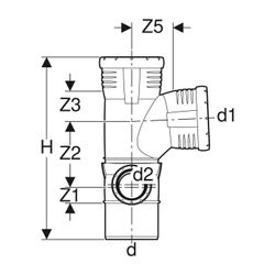 Geberit Silent-Pro Kombibogeneckabzweig 87,5 Grad links d 110mm, d1 90mm, d2 50mm... GEBERIT-393570141 4025416461036 (Abb. 1)