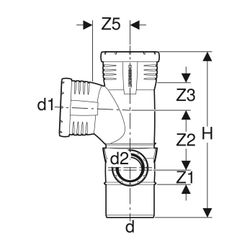 Geberit Silent-Pro Kombibogeneckabzweig 87,5 Grad rechts d 110mm, d1 90mm, d2 50mm... GEBERIT-393562141 4025416461241 (Abb. 1)