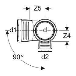 Geberit Silent-Pro Kombibogeneckabzweig 87,5 Grad rechts d 110mm, d1 90mm, d2 50mm... GEBERIT-393562141 4025416461241 (Abb. 1)