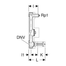 Geberit Wasserzählerstrecke mit UP-Kugelhahn, Anschluss-T-Stück, Rp 3/4″, Rp1 1/2″, ... GEBERIT-616002001 4025416594512 (Abb. 1)