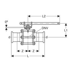Geberit Mapress Edelstahl Kugelhahn mit Betätigungshebel, geflanscht Außendurchmesser 10... GEBERIT-92109 4024723921097 (Abb. 1)