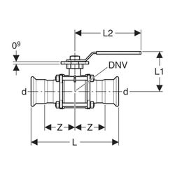 Geberit Mapress Edelstahl Kugelhahn mit Betätigungshebel, geflanscht Außendurchmesser 88... GEBERIT-92108 4024723921080 (Abb. 1)