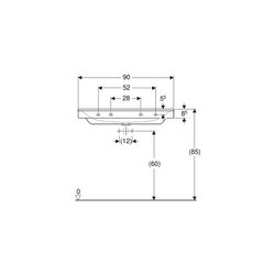 Geberit Xeno2 Waschtisch, Breite 90cm, Tiefe 48cm, ohne Hahnloch, ohne Überlauf, Wei... GEBERIT-500532011 4025416605461 (Abb. 1)