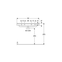 Geberit Xeno2 Waschtisch, Breite 90cm, Tiefe 48cm, Hahnloch mittig, ohne Überlauf, W... GEBERIT-500531011 4025416605447 (Abb. 1)