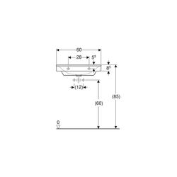 Geberit Xeno2 Waschtisch, Breite 60cm, Tiefe 48cm, Hahnloch mittig, ohne Überlauf, W... GEBERIT-500530011 4025416605430 (Abb. 1)