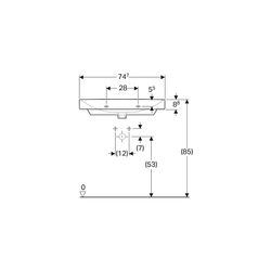 Geberit Smyle Square Waschtisch, Breite 75cm, Tiefe 48cm, Hahnloch mittig, Überlauf ... GEBERIT-500249018 4025416358343 (Abb. 1)