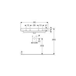 Geberit Smyle Square Waschtisch, Breite 90cm, Tiefe 48cm, ohne Hahnloch, Überlauf si... GEBERIT-500250018 4025416362791 (Abb. 1)