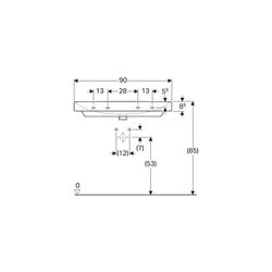 Geberit Smyle Square Waschtisch, Breite 90cm, Tiefe 48cm, Hahnloch mittig, Überlauf ... GEBERIT-500251018 4025416362821 (Abb. 1)