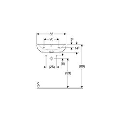Geberit Renova Comfort Waschtisch barrierefrei, Breite 55cm, Tiefe 55cm, Hahnloch mi... GEBERIT-258555600 4022009344059 (Abb. 1)