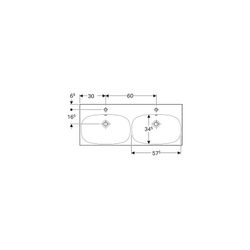 Geberit Acanto Doppelwaschtisch, Breite 120cm, Tiefe 48,2cm, Hahnloch mittig, Überla... GEBERIT-500627012 4022009352894 (Abb. 1)