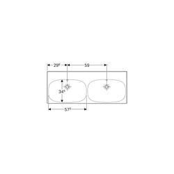 Geberit Acanto Doppelwaschtisch, Breite 120cm, Tiefe 48,2cm, ohne Hahnloch, Überlauf... GEBERIT-500628012 4022009352900 (Abb. 1)