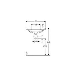 Geberit Acanto Waschtisch verkürzte Ausladung, Breite 60cm, Tiefe 42,2cm, Hahnloch m... GEBERIT-500631012 4022009352931 (Abb. 1)