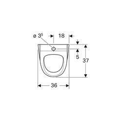 Geberit Renova Urinal Zulauf von oben, Tiefe 37cm, Abgang nach hinten oder nach unte... GEBERIT-235200600 4022009229707 (Abb. 1)
