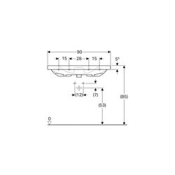 Geberit Acanto Waschtisch mit Ablagefläche, Breite 90cm, Tiefe 48,2cm, ohne Hahnloch... GEBERIT-500624012 4022009355147 (Abb. 1)