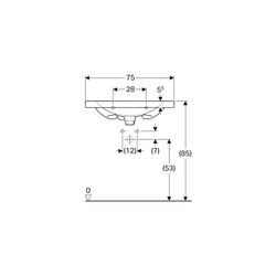 Geberit Acanto Waschtisch verk. Ausladung, Ablagefläche, B 75cm T 42,2cm Hahnloch mi... GEBERIT-500632018 4022009353112 (Abb. 1)