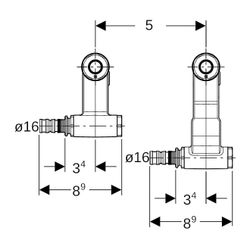 Geberit Mepla Set Anschluss-Endstücke für Vor-/Rücklauf, Anschlussverschraubung für ... GEBERIT-611363227 4025410584977 (Abb. 1)