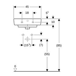 Geberit Renova Plan Handwaschbecken, 45x17x34cm, Hahnloch mittig, Überlauf sichtbar,... GEBERIT-501624001 4025410857941 (Abb. 1)