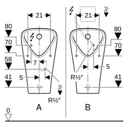 Geberit Narva Urinal Zulauf von hinten, Abgang nach hinten oder unten, 501655001... GEBERIT-501655001 4025410870971 (Abb. 1)