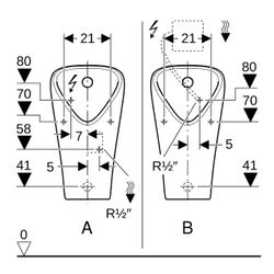 Geberit Narva Urinal Zulauf von hinten, Abgang von hinten, KeraTect, Weiß... GEBERIT-501655008 4025410950864 (Abb. 1)