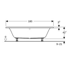 Geberit Renova Rechteckbadewanne Duo 180x80cm, Gesamtvolumen 218l... GEBERIT-554209011 4025410949769 (Abb. 1)