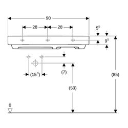 Geberit ONE Waschtisch Abgang horizontal Ablagefläche rechts 90x48cm Hahnloch links ... GEBERIT-505039001 4025410593924 (Abb. 1)