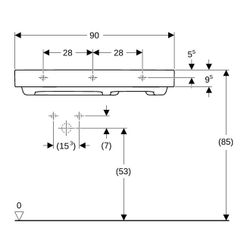 Geberit ONE Waschtisch Abgang horizontal Ablagefläche rechts 90cm T 48cm o. HL ohne ... GEBERIT-505042001 4025410593931 (Abb. 1)