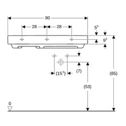 Geberit ONE Waschtisch Abgang horizontal Ablagefläche links 90x48cm Hahnloch rechts ... GEBERIT-505043001 4025410593948 (Abb. 1)