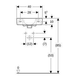 Geberit Renova Compact Handwaschbecken verkürzte Ausladung, mit Ablagefläche 40x15x2... GEBERIT-272142000 4022009273878 (Abb. 1)