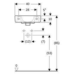 Geberit Renova Compact Handwaschbecken verkürzte Ausladung, mit Ablagefläche 40x15x2... GEBERIT-272142000 4022009273878 (Abb. 1)