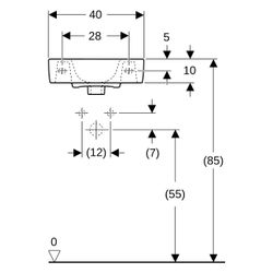 Geberit Renova Compact Handwaschbecken verkü. Ausladung, mit Ablagefläche 40x15x25cm... GEBERIT-272140600 4022009273694 (Abb. 1)