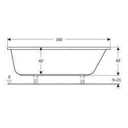 Geberit Renova Fünfeckbadewanne Länge 160cm, Breite 75cm, Abgang links... GEBERIT-657261000 4022009093476 (Abb. 1)