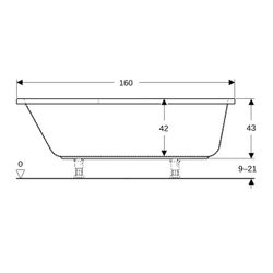 Geberit Renova Fünfeckbadewanne Länge 160cm, Breite 75cm, Abgang rechts... GEBERIT-657260000 4022009093384 (Abb. 1)