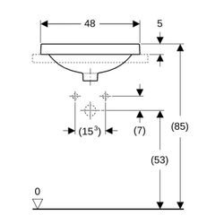 Geberit VariForm Einbauwaschtisch rund, mit Hahnlochbank Durchmesser 48cm, Hahnloch ... GEBERIT-500707012 4025416828587 (Abb. 1)