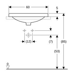 Geberit VariForm Einbauwaschtisch, elliptisch Breite 60cm, Tiefe 40cm, ohne Hahnloch... GEBERIT-500731002 4025416302438 (Abb. 1)