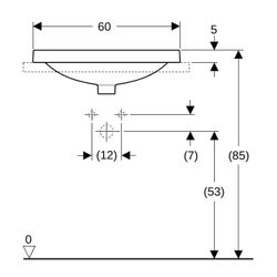 Geberit VariForm Einbauwaschtisch, elliptisch mit Hahnlochbank, Breite 60cm, Tiefe 4... GEBERIT-500735002 4025416302483 (Abb. 1)