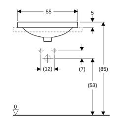 Geberit VariForm Einbauwaschtisch, rechteckig mit Hahnlochbank, Breite 55cm, Tiefe 4... GEBERIT-500743002 4025416302605 (Abb. 1)