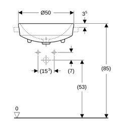 Geberit VariForm Halbeinbauwaschtisch rund Durchmesser 50cm, Hahnloch mittig, Überla... GEBERIT-500782002 4025416303176 (Abb. 1)