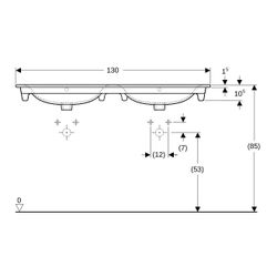Geberit Renova Plan Doppelmöbelwaschtisch, Breite 130cm, Tiefe 48cm, Hahnloch mittig... GEBERIT-122230600 4022009368970 (Abb. 1)
