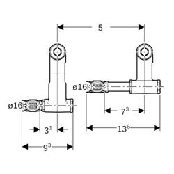 Geberit FlowFit Set Anschluss-Endstücke für Vor-/Rücklauf, mit Anschlussverschraubun... GEBERIT-619450221 4025416602002 (Abb. 1)