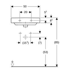 Geberit Smyle Square Handwaschbecken, 50x16x41cm, Hahnloch mittig, Überlauf sichtbar... GEBERIT-500256018 4025416383222 (Abb. 1)