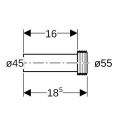 Geberit Spülbogenverlängerung mit Manschette Außendurchmesser 45mm, Länge 18,5cm, Gr... GEBERIT-152434061 4025416078852 (Abb. 1)
