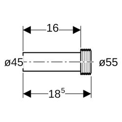 Geberit Spülbogenverlängerung mit Manschette Außendurchmesser 45mm, Länge 18,5cm, Gr... GEBERIT-152434061 4025416078852 (Abb. 1)